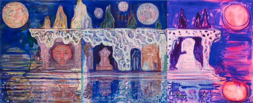 The Shimmering Palace, 2020-2021. Oil and oil bar on canvas, 48 x 120 inches, 121.92 x 304.8 cm