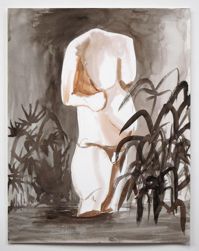 Okvik Venus and the Rubber Tree Plant , 2003, ink on paper, 14 x 18 in, 35.6 x 45.7 cm