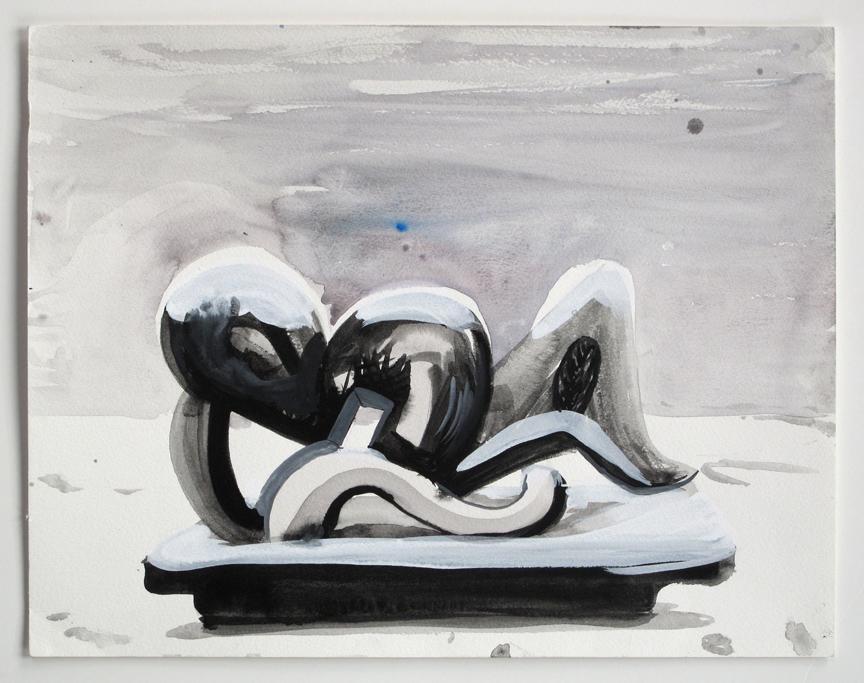 Pregnant Form, Dirty Snow , 2003, gouache on paper, 14 x 18 in, 35.6 x 45.7 cm
