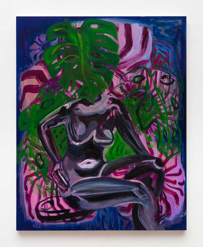 Monstera No. 1 , 2017, oil on canvas, 48 x 38 x 1.5 in, 121.9 x 96.5 x 3.8 cm.