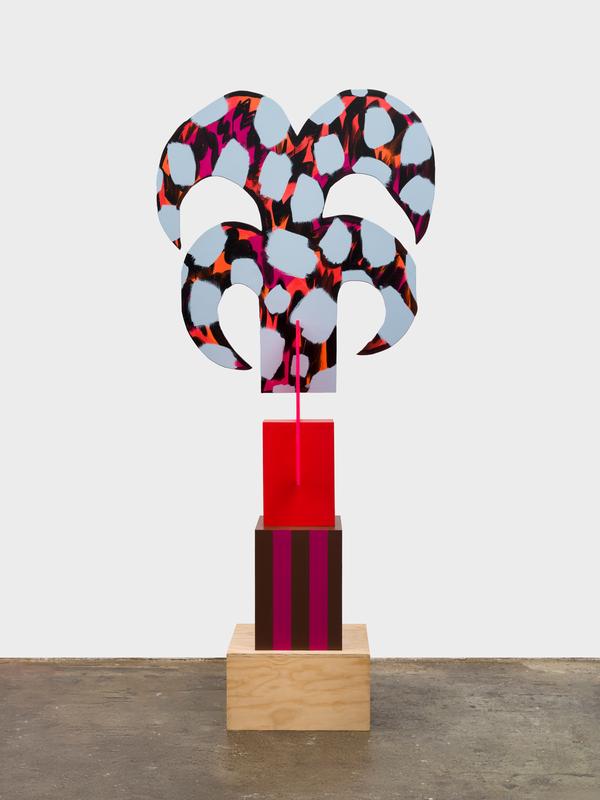 Hot Palm , 2024 - 2025. Plywood, enamel, spray paint, nails, and glue, 100 x 44 x 24 inches 