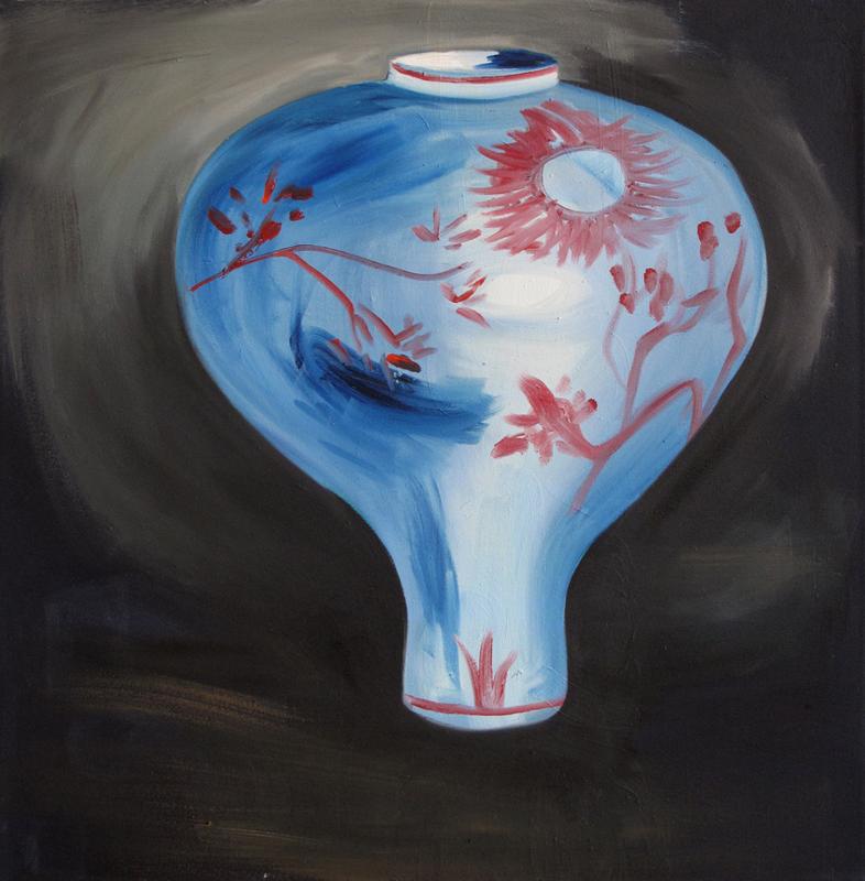 Black and Blue Vase (Valerie) , 2002, oil on canvas, 29.72 x 31.5 in, 75.5 x 80 cm