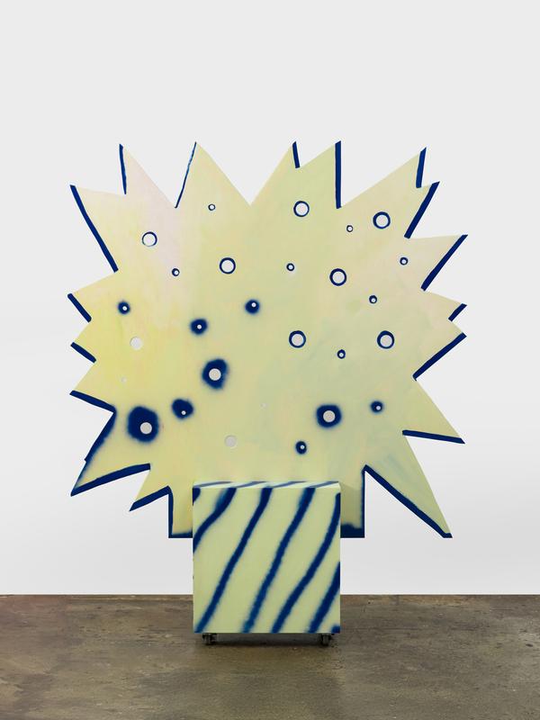 Kapow! Tree Screen , 2025Plywood, gesso and acrylic paint, and wheels, 76 x 60 x 12 inches