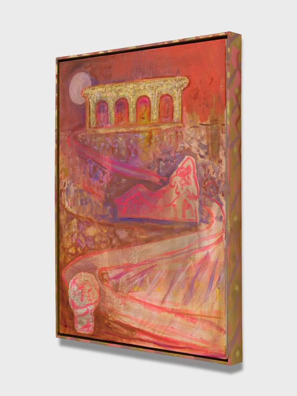 Marco Polo (gold palace) , 2022-2023. Oil on canvas and mixed media, artist frame, 25 x 19 x 1 3/4 in including artist frame.