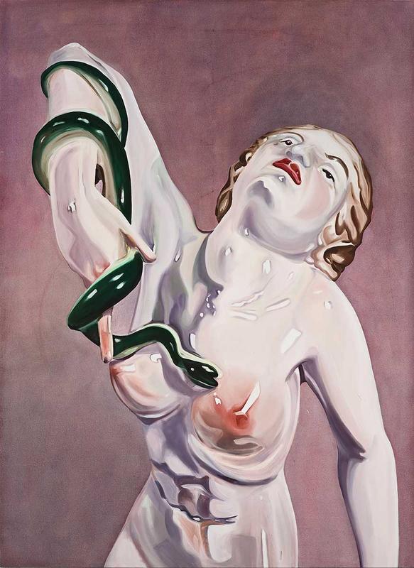 Woman with Serpent , 2007, Oil on canvas. 96 x 70 inches (243.8 x 177.8 cm)