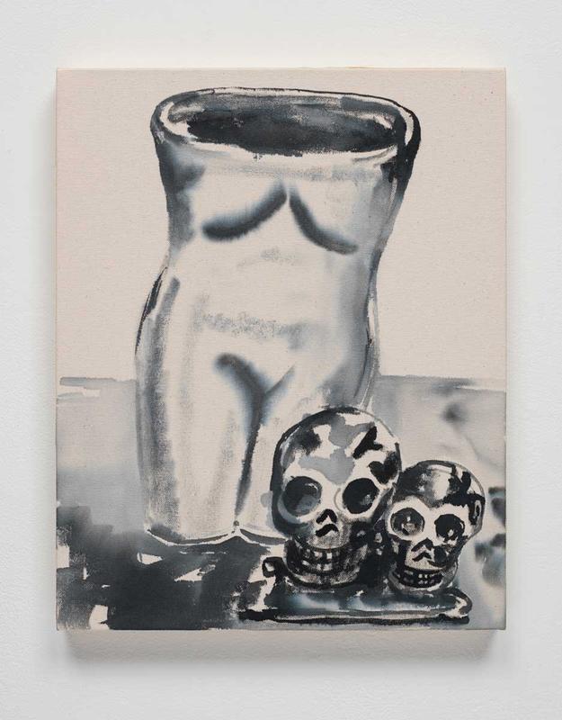 Torso and Skulls , 2015, acrylic on canvas, 16 x 13 x 2 in, 40.64 x 33.02 x 5.08 cm.