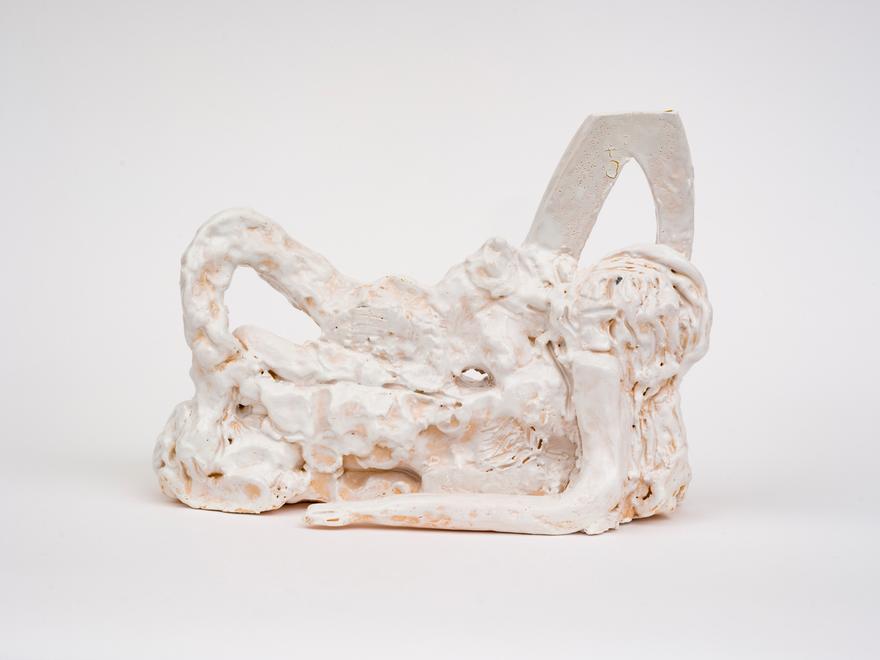 Sleeper (White Clover) , 2023. Glazed ceramic, 8 3/4 x 12 x 5 1/2 in.