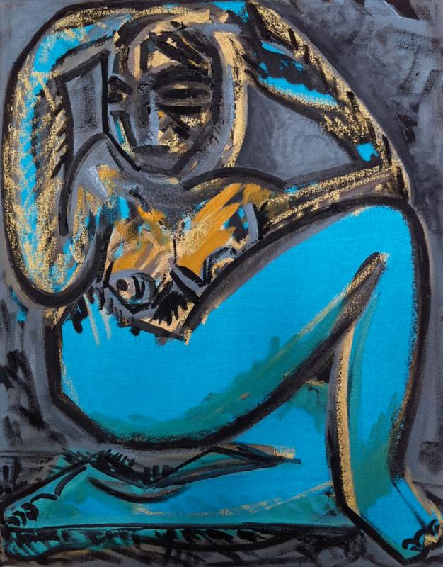 Baroque S-figure , 2010, 2016, oil and oil stick on canvas, 24 x 19 in, 61 x 48.3 cm
