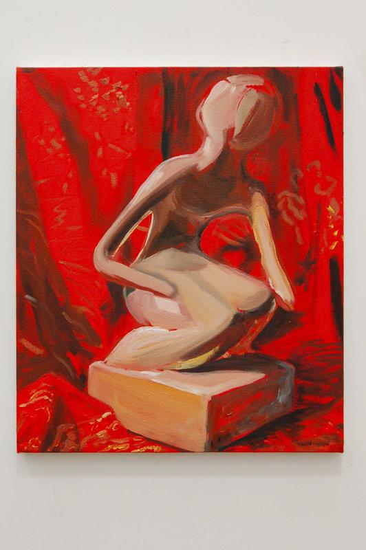 Bookend, Red Textile , 2009, oil on canvas, 20 x 17 x 1 in, 50.8 x 43.2 x 2.5 cm