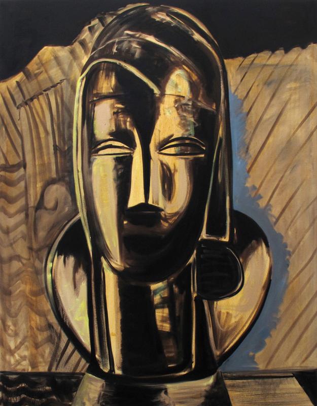 Golden Idol Head , 2009, oil and aluminum alkyd on canvas, 68.5 x 54 in, 174 x 137.2 cm