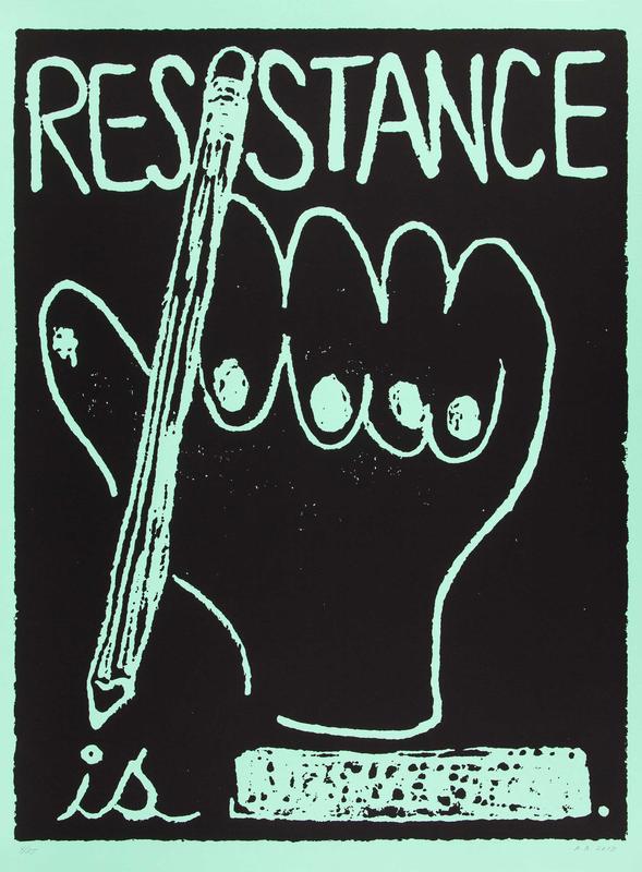 Resistance , 2013, silkscreen on paper, 34 x 25 in, 86.4 x 63.5 cm.