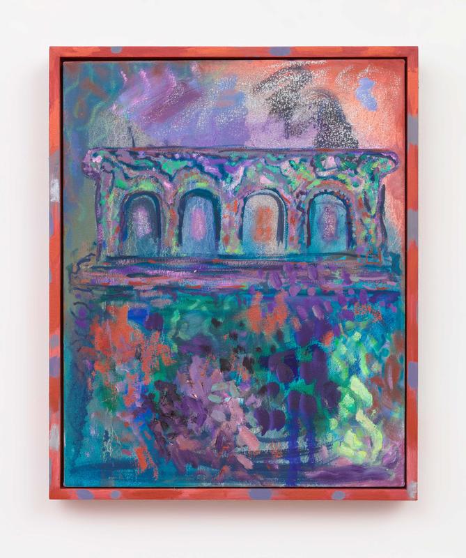 Copper Palace , 2022. Oil and oil bar on canvas, artist frame, 21 1/2 x 17 1/2 x 2 in.