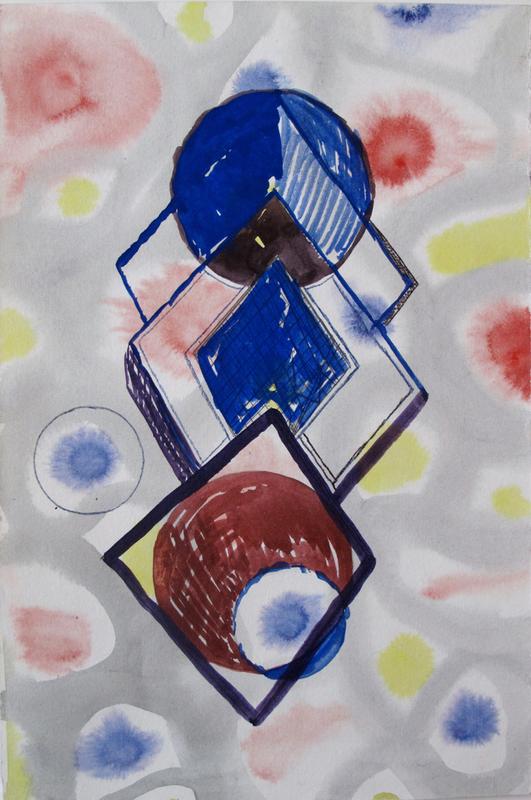 German Motif , 2001, gouache and ink on paper, 10.5 x 7 in, 26.7 x 17.8 cm