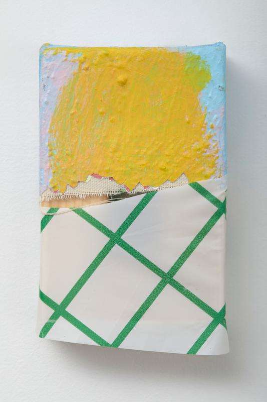 Hannah Beerman ,   I forgot to name your painting , 2021. Acrylic and plastic on canvas. 7 x 4 inches.