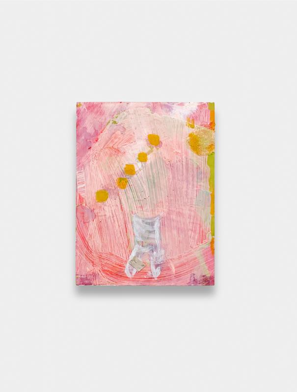 Hannah Beerman ,  Pants , 2020. Acrylic, house paint, beads, on wood. 12 x 9 inches.