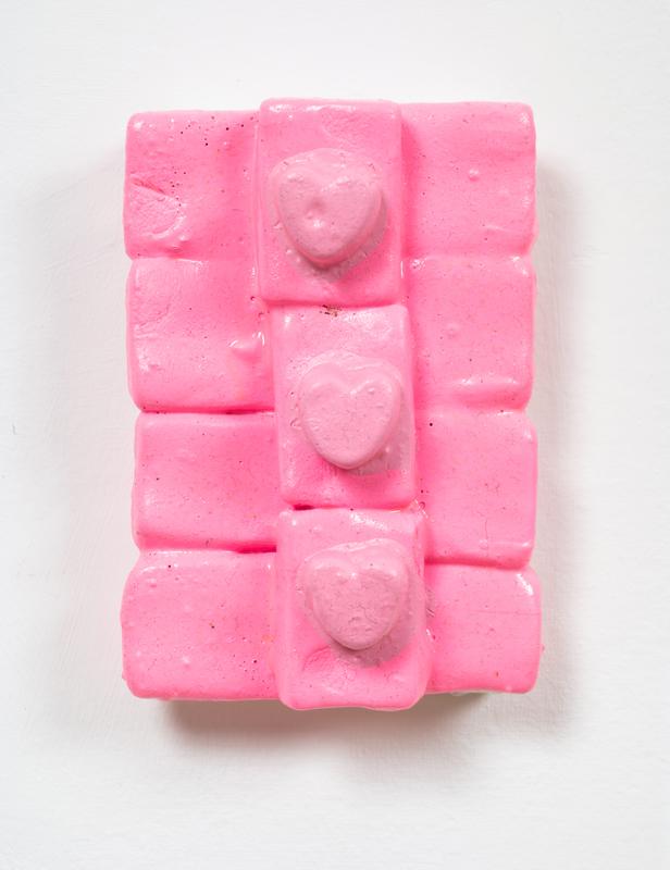 Brian Belott ,   Marshmallow Painting I , 2022. Marshmallow and acrylic on canvas. 3 x 5 inches.