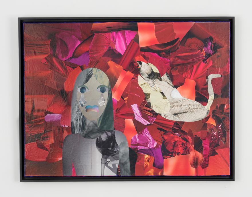 Penny Goring , Dearly Departed (Take Me With You) , 2020. Collage on canvas. 23 3/4 x 31 1/2 inches.