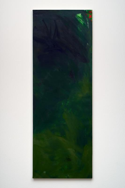Cynthia Hawkins,  Investigation into Green , 1986. Oil on canvas. 72 x 24 inches. Courtesy of Paula Cooper Gallery, New York.
