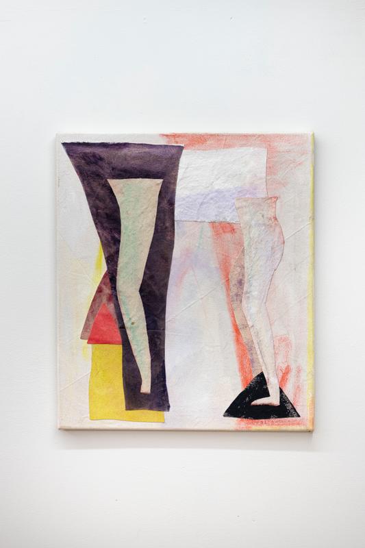 Eve Ackroyd , Double , 2019. Acrylic, flashe, canvas, adhesive. 22 x 19 inches.