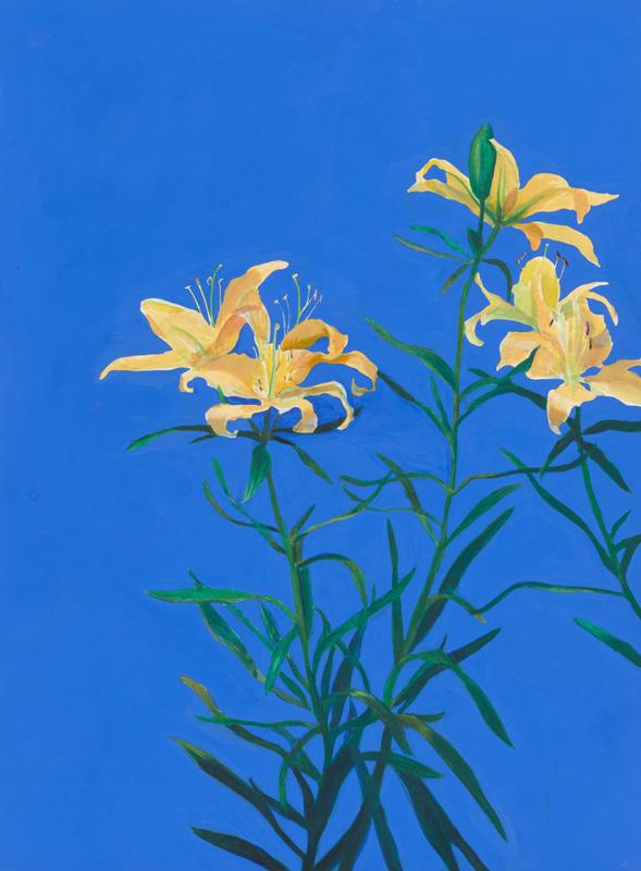 Gilbert Lewis , Untitled (Lilies) , c. 1980. Gouache on paper. 12 x 9 inches.