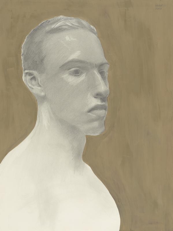 Gilbert Lewis , Untitled (Green Portrait) , c. 1988. Gouache, graphite and charcoal on paper. 24 x 18 inches.