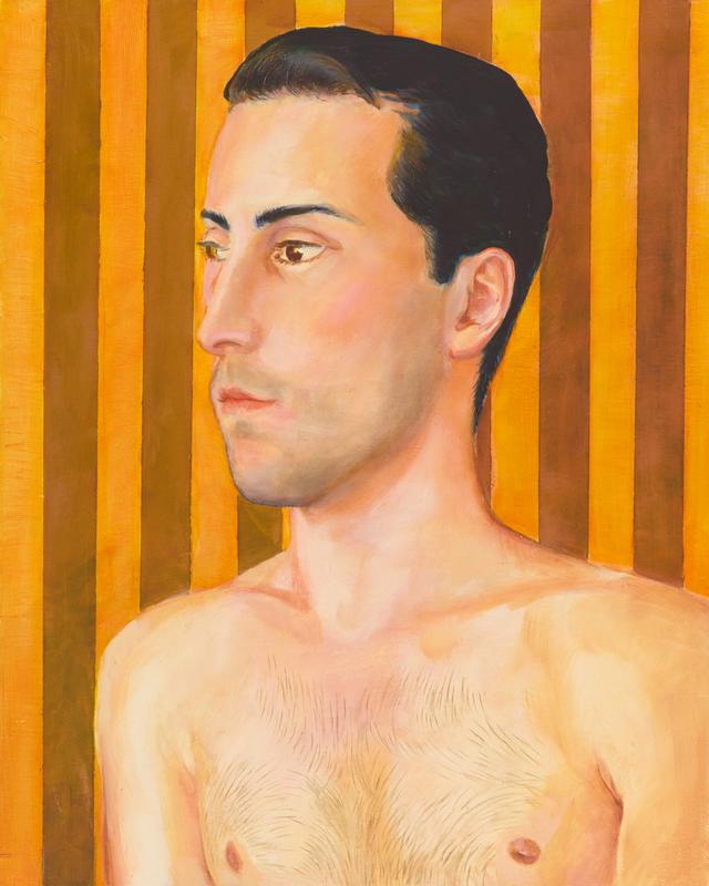Gilbert Lewis , Untitled (Striped Portrait) , c. 2000. Oil on panel. 18 x 12 inches.
