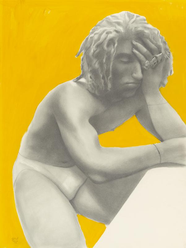 Gilbert Lewis , Untitled (Yellow Portrait) , 1988. Gouache, graphite and charcoal on paper. 24 x 18 inches.