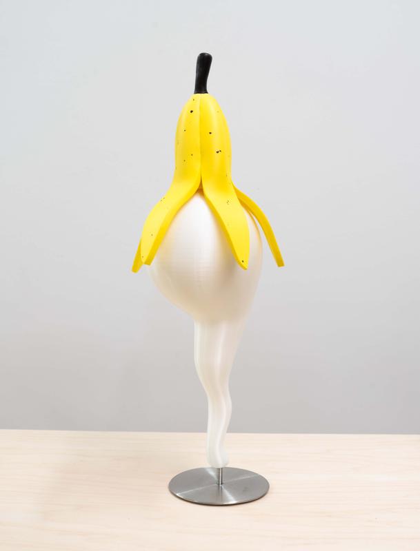 Louis Osmosis , Small Mascot (Slippery Bastard) , 2024. 3D-printed plastic, EVA foam, wire, epoxy, acrylic paint, adhesive. 17 x 7 x 6 inches.