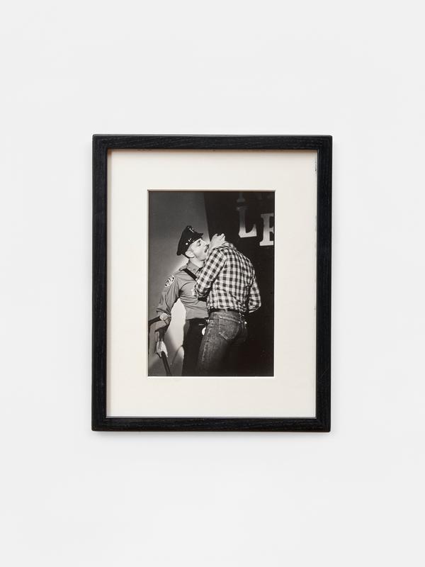 Stanley Stellar,  Mr. NY Leather Kiss I , 1987. Gelatin silver print. 5 x 7 inches.