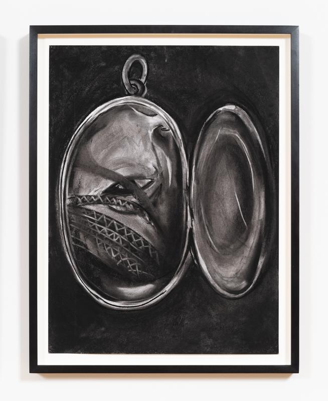 Sydney Vernon , Trapped I , 2023. Charcoal on paper. 18 x 24 inches.