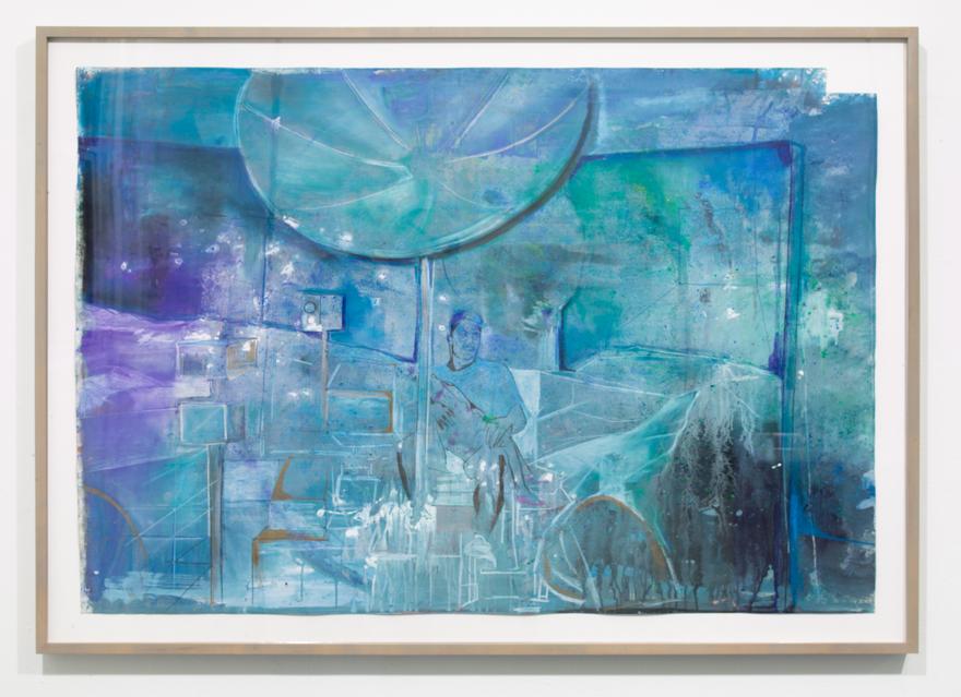 Sydney Vernon ,   Taking up space , 2021. Colored pencil, ink, and pastel on paper. 36 x 52 inches.