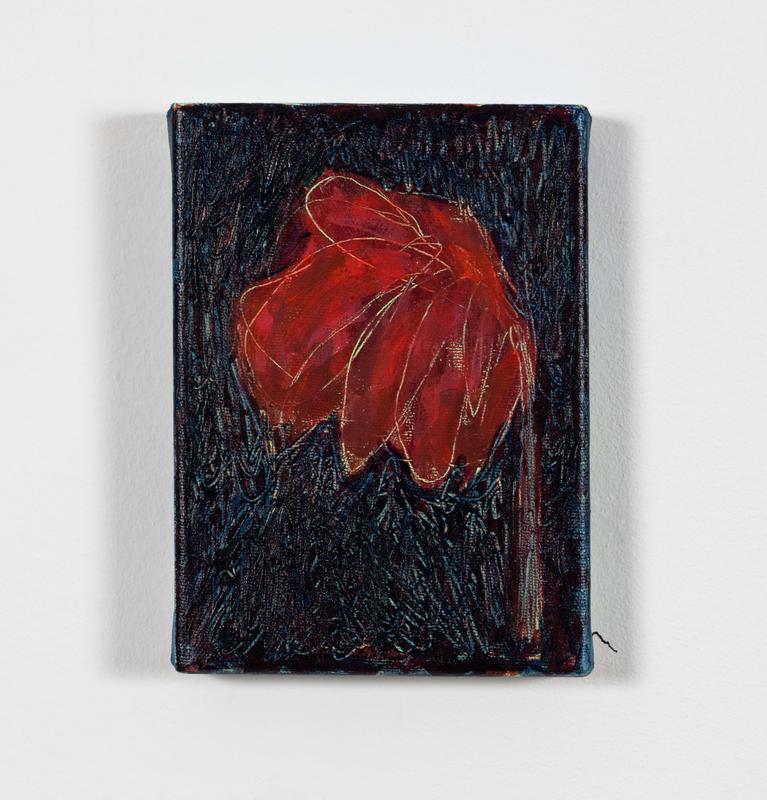 Brianne Garcia,  night rose , 2022. Acrylic on canvas. 7 x 5 x ¾ inches.