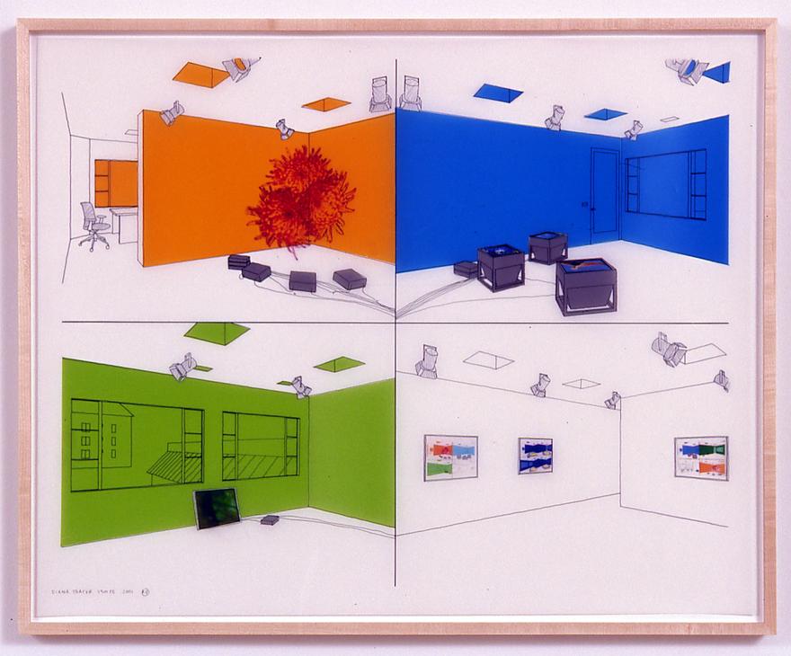 1301PE Drawing #3 , 2001 Mylar with ink, graphite, pantone film and ink jet prints 