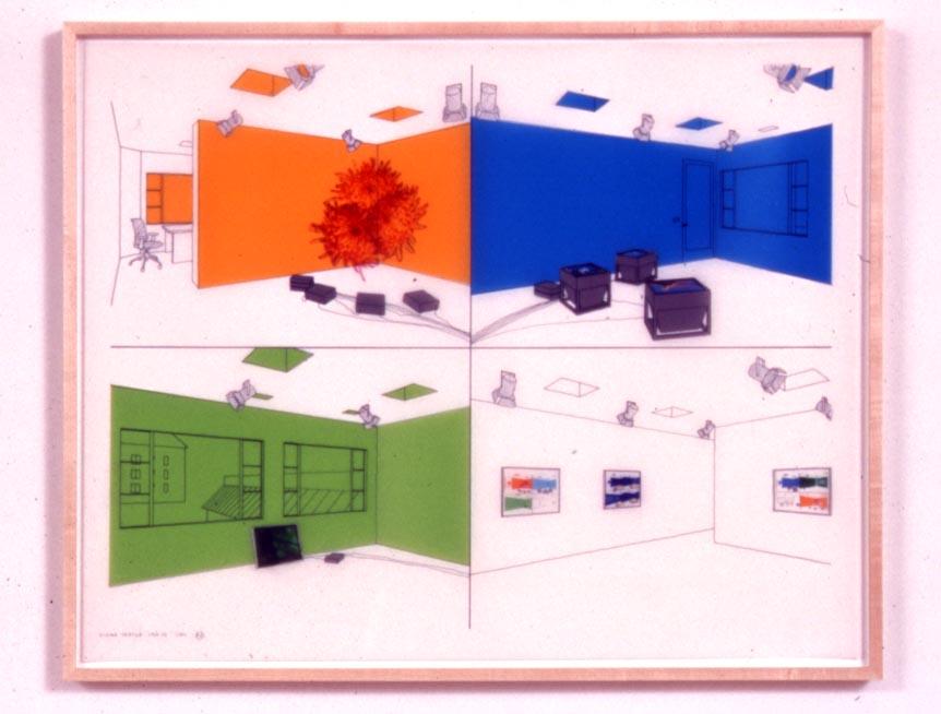 1301PE Drawing #3 , 2001 Mylar with ink, graphite, pantone film and ink jet prints