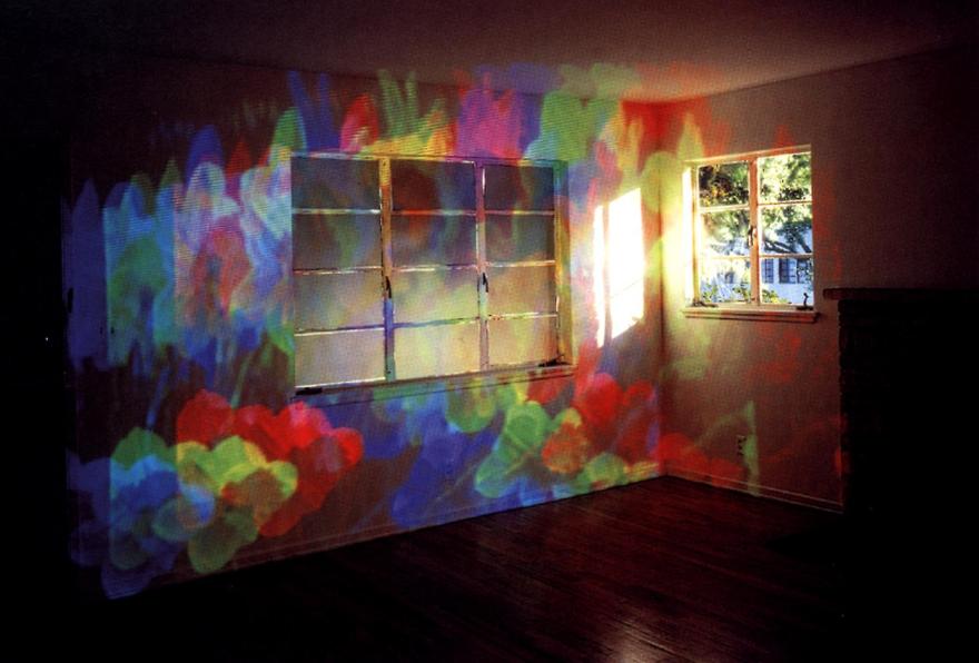 Oo Fifi: Five Days in Claude Monet's Garden, Part 1 , 1992 One (1) video projector, one (1) media player, Lee Filters and existing architecture Installation view, 1301PE, Los Angeles, CA, 1992 