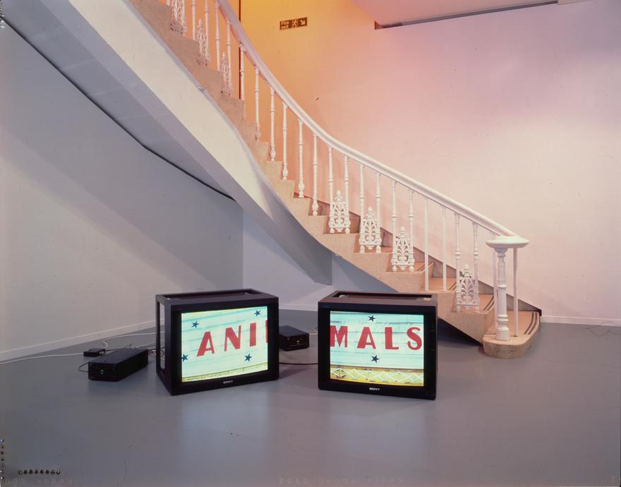 A Series of Events , 2003 Two (2) video monitors, two (2) media players, one (1) synchronizer Dimensions Variable Installation view, Haunch of Venison, London, 2003