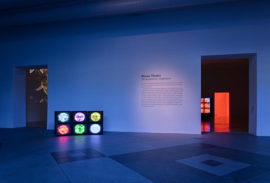 Six Color Sun, Horizontal Stack , 2000 Six (6) video monitors, six (6) media players, Lee filters Installation view, Los Angeles County Museum of Art, Los Angeles, California, 2015  