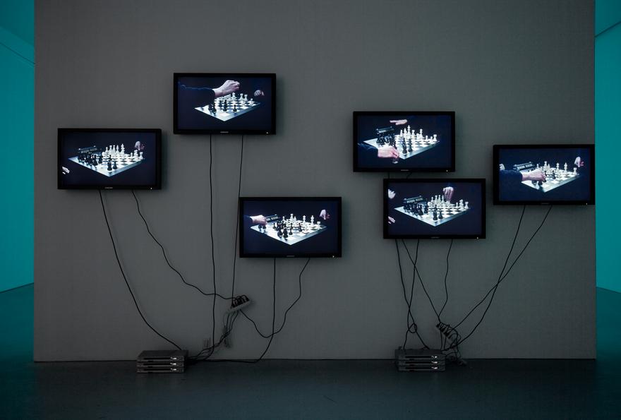 Blitz , 2008 One (1) six-monitor video wall, six (6) media players Dimensions variable Installation View, David Zwirner, New York, 2008 