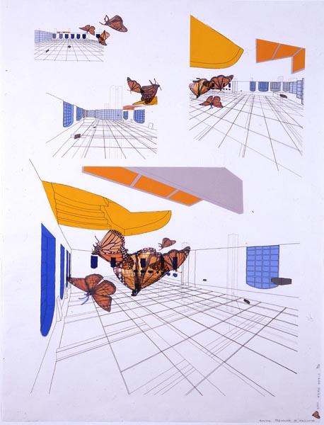 Untitled (Toulouse Drawings) Diptych #2 , 2005 Mylar with ink, graphite, pantone film and ink jet prints 92 x 68cm