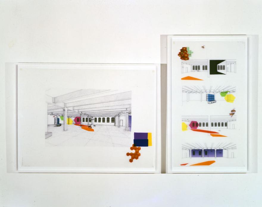 Dia (Diptych), 2000 Mylar with ink, graphite, pantone film and ink jet prints