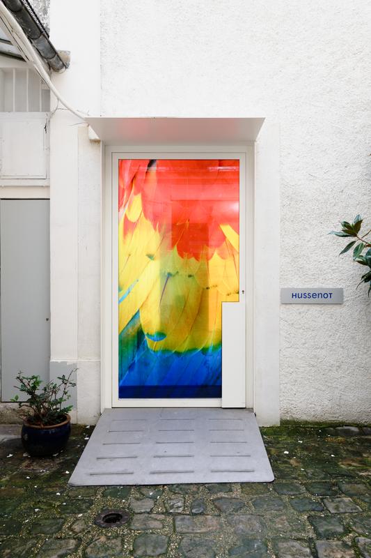 The Conversation , 2021 Four (4) flat panel monitors, four (4) speakers, window film and existing architecture Photo by Aurélien Mole