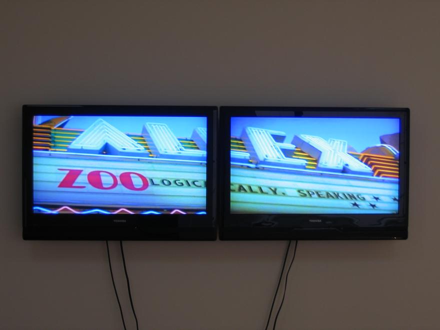 A Series of Events , 2003 Two (2) monitors, two (2) media players, one (1) synchronizer Dimensions variable Installation view, 1301PE, Los Angeles, CA, 2009