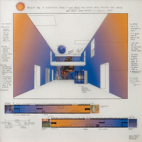 Monarch Butterfly Project #1 , 2001 Mylar with ink, graphite, pantone film and ink jet prints  31.5 x 31.5 inches