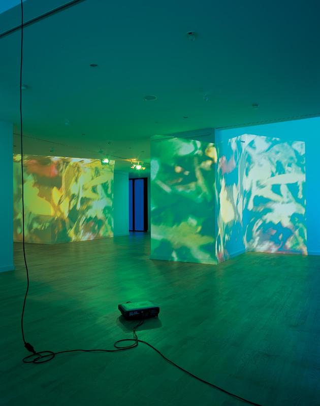 Occident Trotting, 1993 Four (4) video projectors, one (1) media player, Lee filters and existing architecture Dimensions Variable Installation view, Kunsthalle Bremen, 2004   