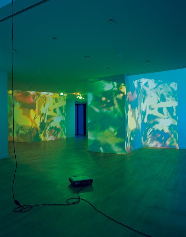 Occident Trotting, 1993 Four (4) video projectors, one (1) media player, Lee filters and existing architecture Dimensions variable Installation view, Kunsthalle Bremen, 2004 Photo by Roman Mensing  