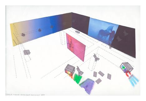 Hamburger Bahnhof Drawing #2, 2006 Mylar with ink, graphite, pantone film and ink jet prints