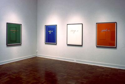 A Mouse is a Cat is a Chimp is a Girl (RGB) , 1996 4 Iris Prints 34 x 46 inches each  Installation view, Portland Museum of Art, Portland OR, 1996 