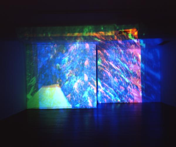 The Bad Infinite, 1993 Three (3) video projectors, three (3) media players, one (1) synchronizer, existing architecture Installation view, Long Beach Museum of Art, 1993 