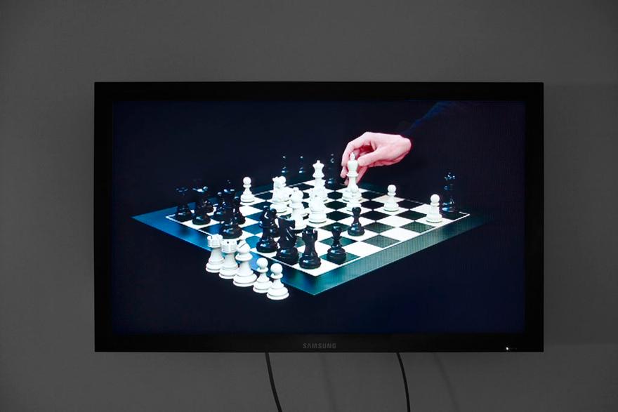 The Immortal Game Adolf Anderssen vs. Lionel Kieseritzky June 21, 1851 London (Played by Nathaniel Lagemann and Jennifer Acon) , 2008  One (1) flat panel monitor, one (1) media player Dimensions Variable   