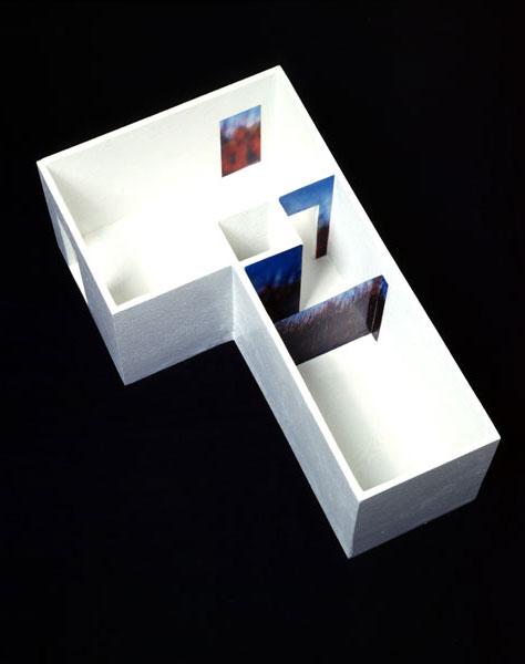 Volume of Vision Model , 1990 Wood, glue, paint, color transparencies 